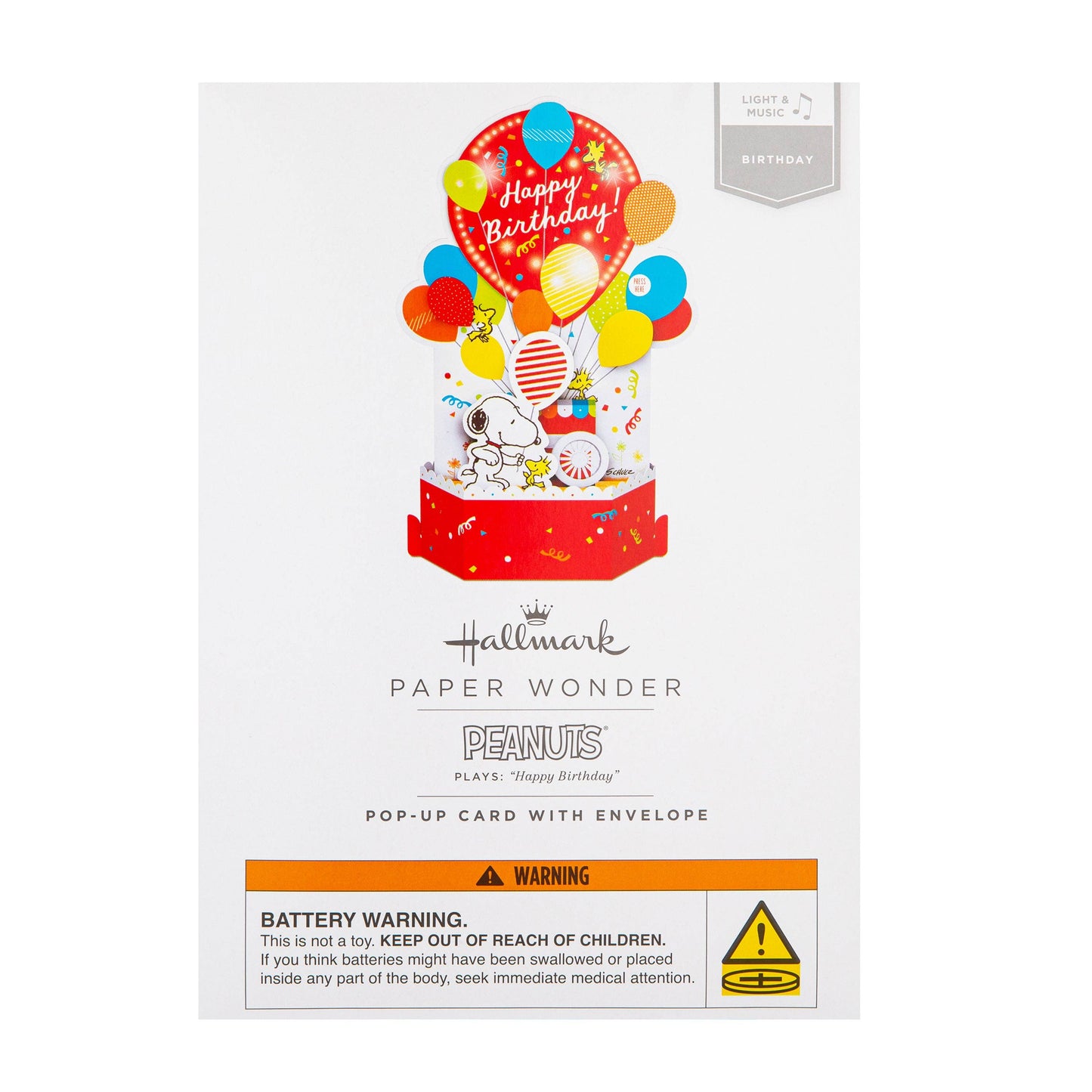 3D Pop-Up Musical Light-Up Snoopy & Woodstock Birthday Card