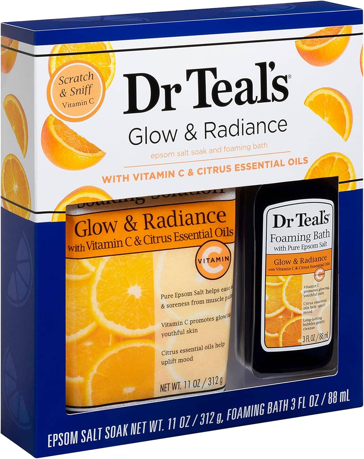 Epsom Salt Soak and Foaming Bath Glow & Radiance w/ VitC Set