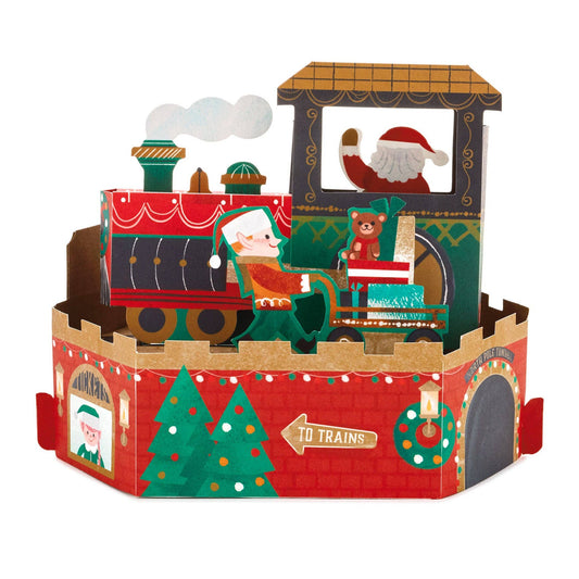 Musical Christmas Wonder Card 3D PopUp Motion Santa Train