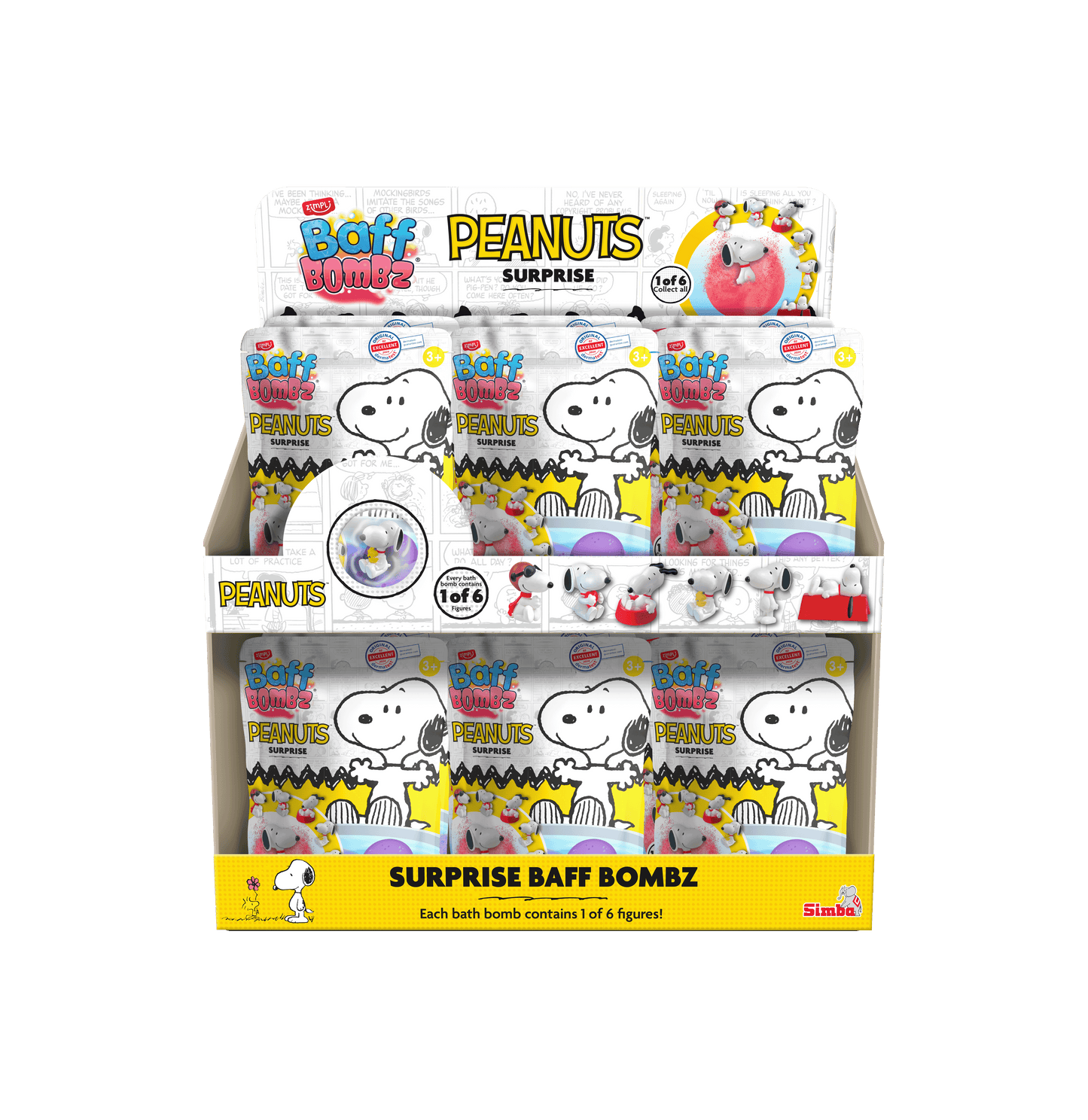 Zimpli Baff Bombz - Peanuts Surprise! with figure inside