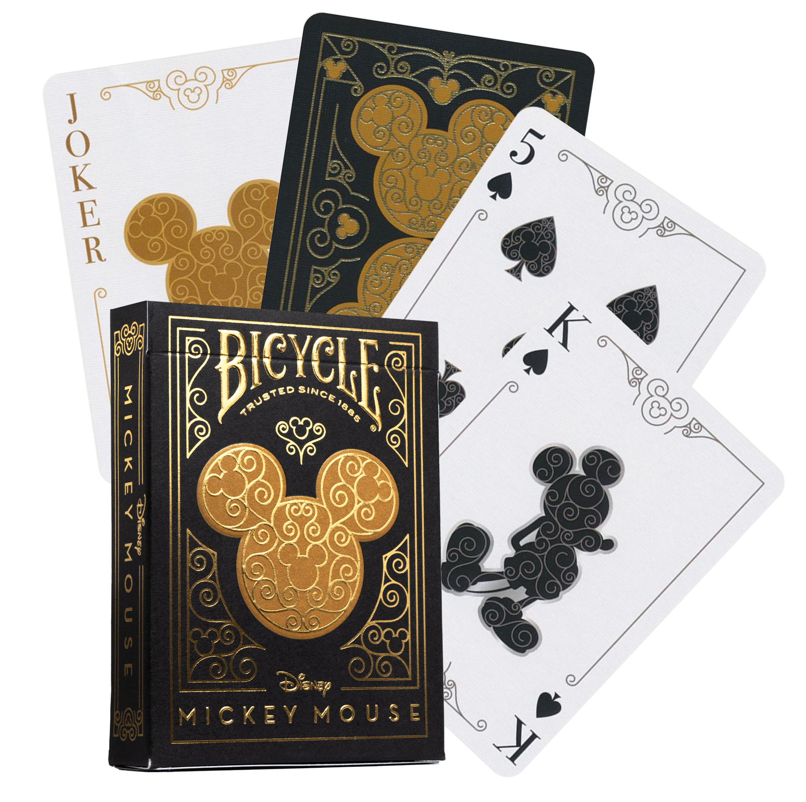 Bicycle Disney Mickey Mouse Black And Gold Playing Cards