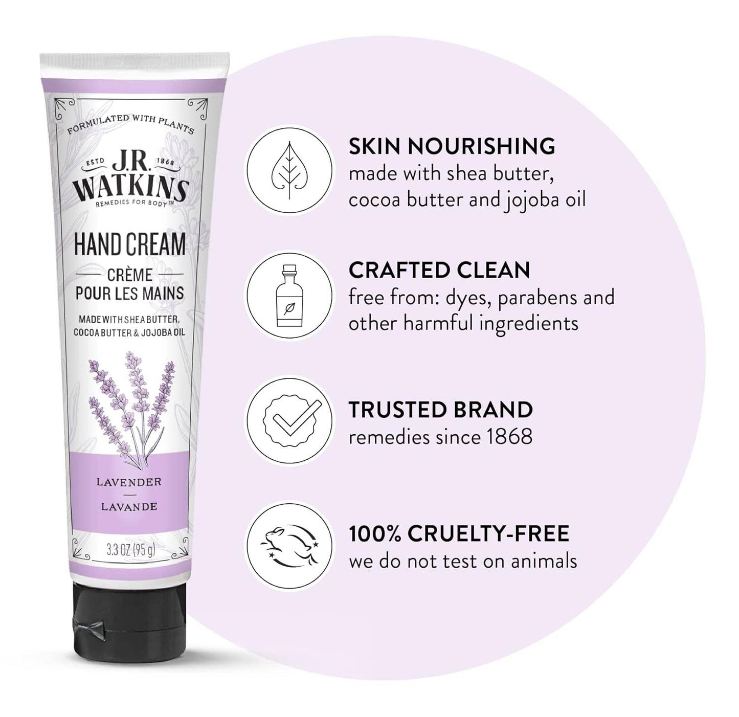 Natural Moisturizing Hand Cream Lavender 3.3 Oz.