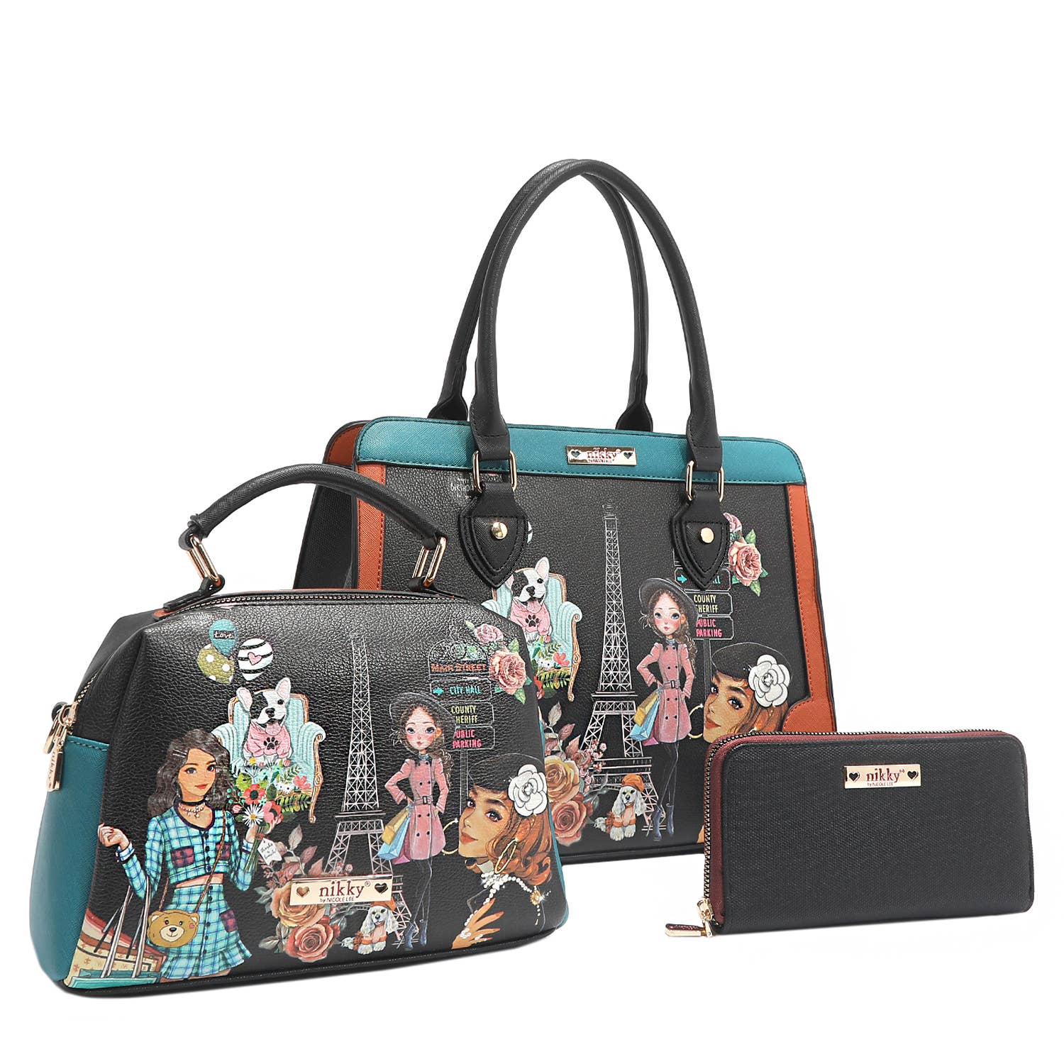 NIKKY MAKES FRIENDS 3 PIECE SET (SATCHEL, CROSSBODY, WALLET)