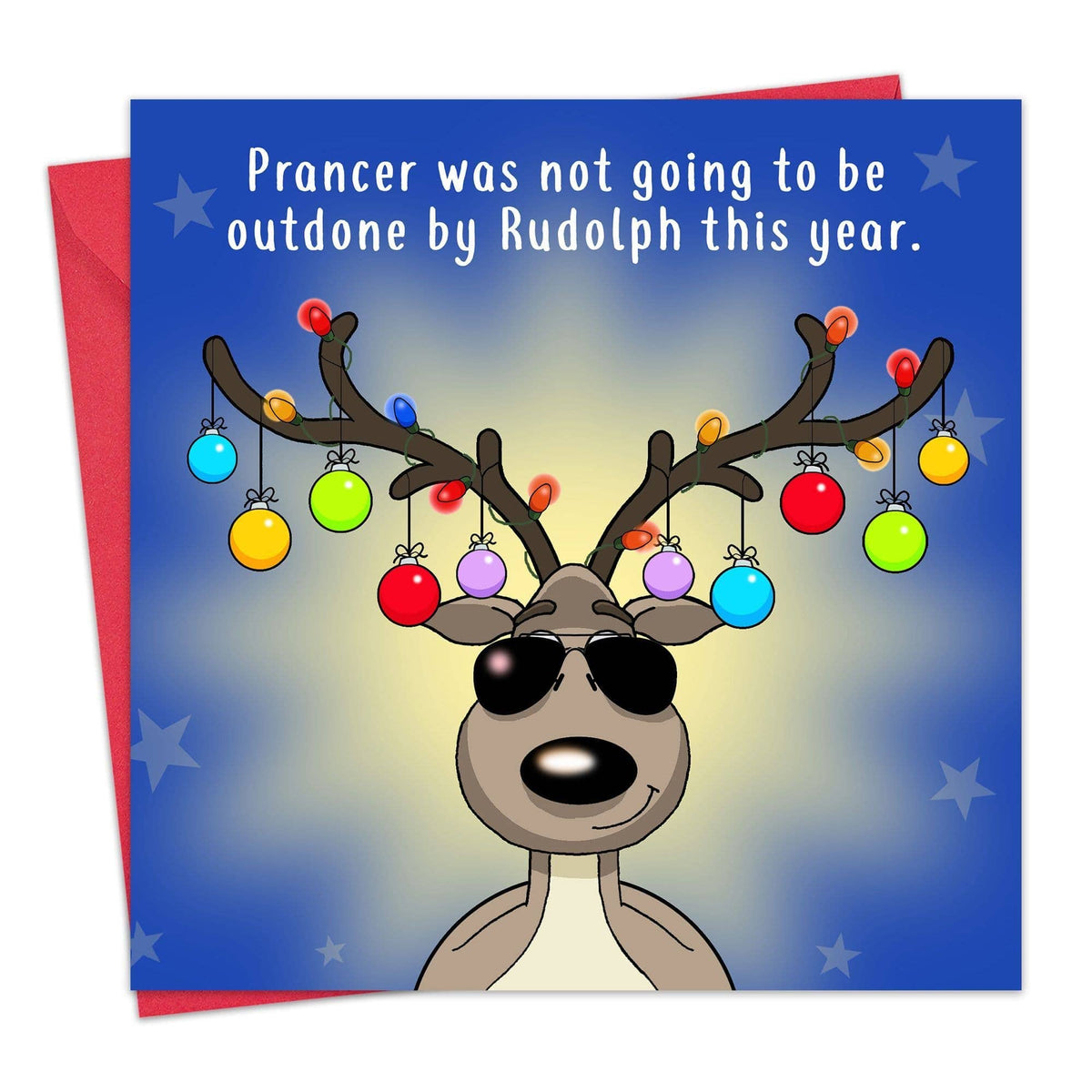 Prancer Won't Be Outdone - Funny Christmas Card