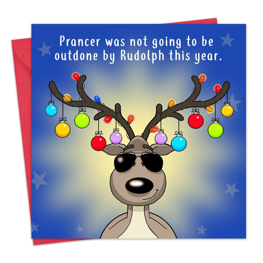 Prancer Won't Be Outdone - Funny Christmas Card