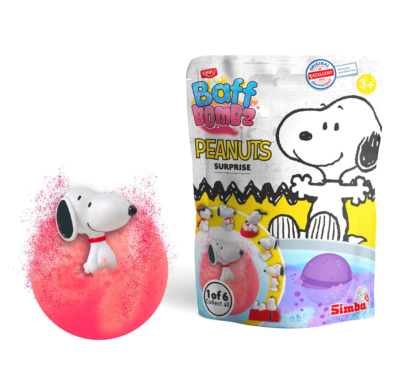 Zimpli Baff Bombz - Peanuts Surprise! with figure inside