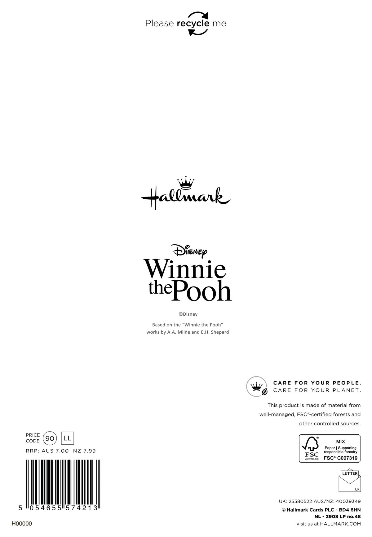 Kids Birthday Card - Disney - Winnie the Pooh