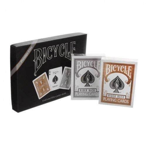 Bicycle Prestige Line Rider Back 2 Deck Set (Gold & Silver)