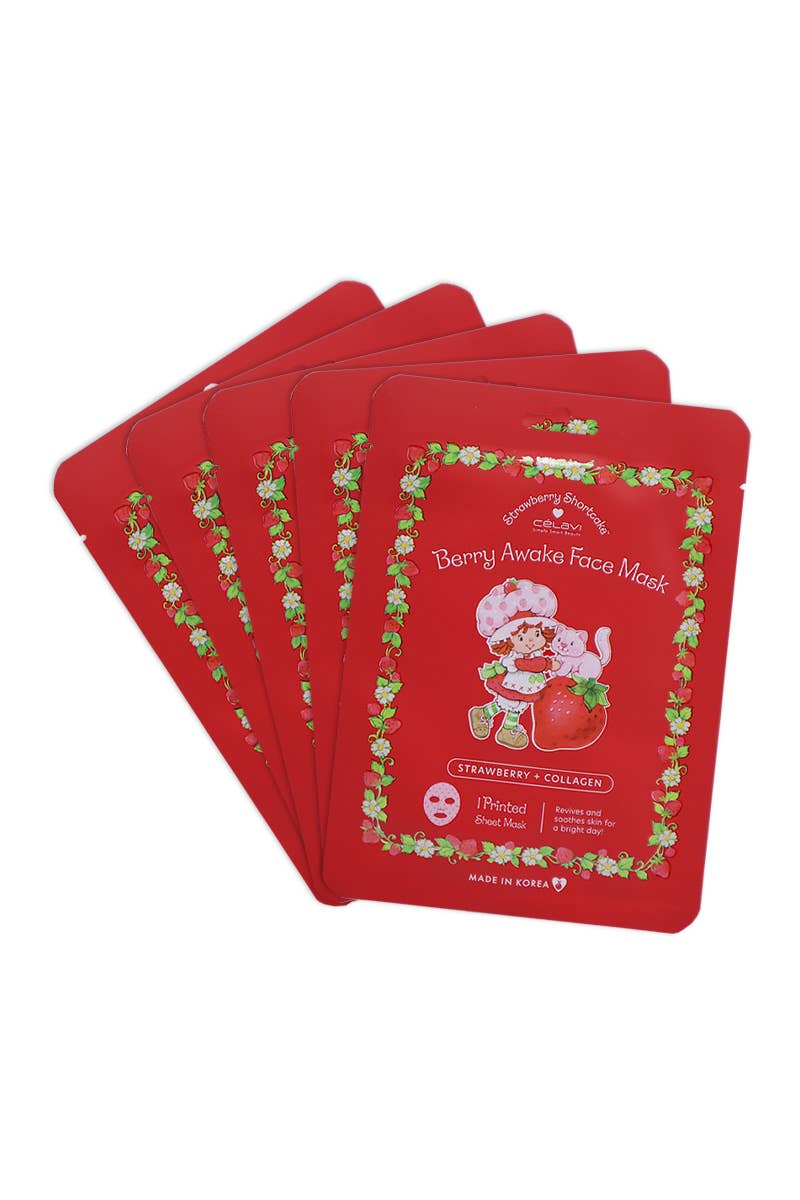 Celavi SS45542 Strawberry + Collagen 5 Sheet Mask Set - 1set