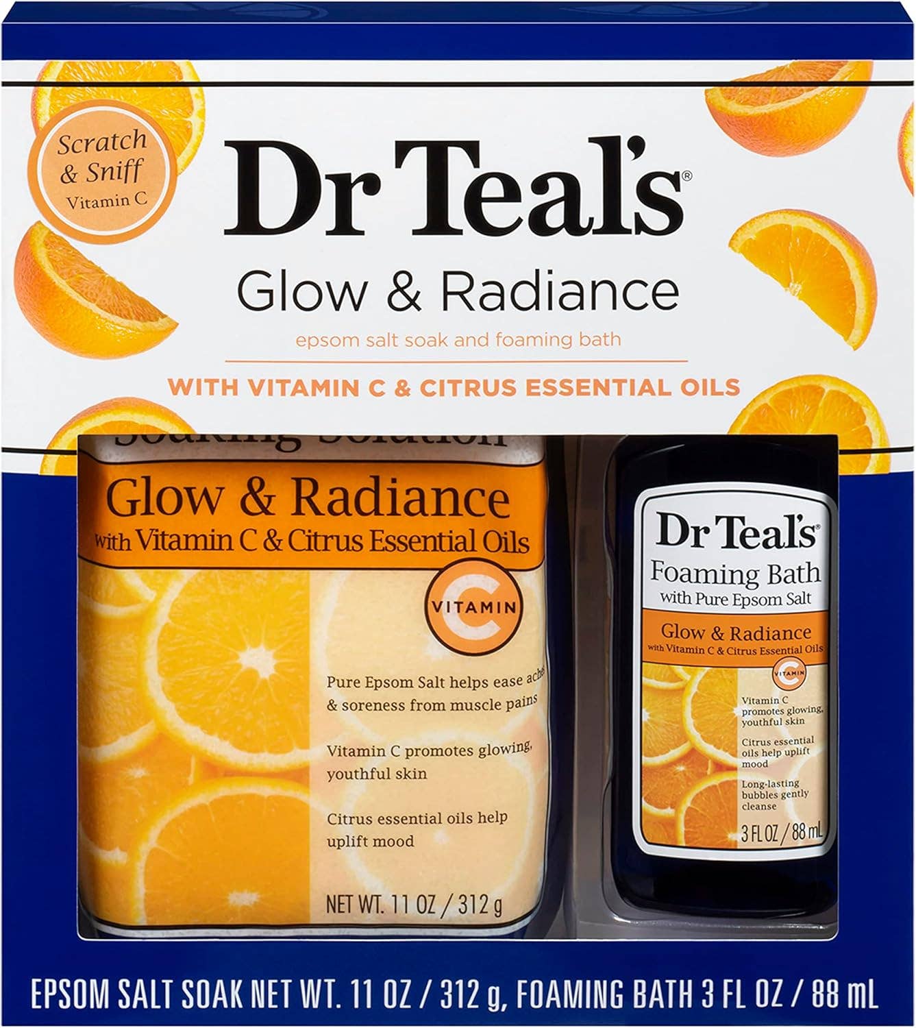 Epsom Salt Soak and Foaming Bath Glow & Radiance w/ VitC Set