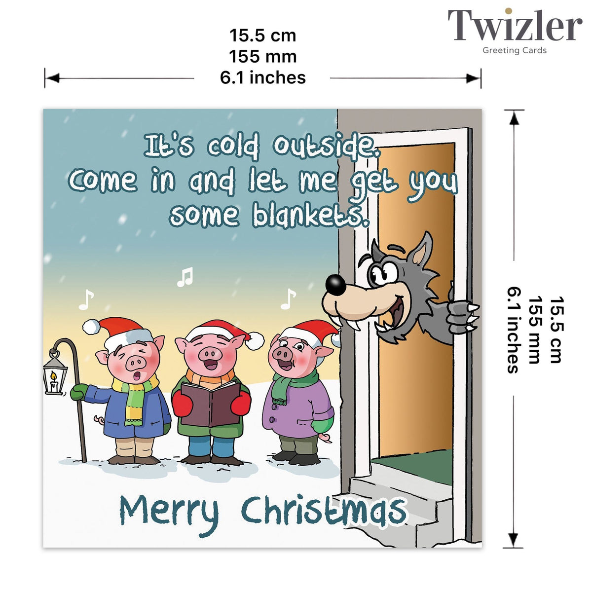 Carol Singing Piggies - Funny Christmas Card