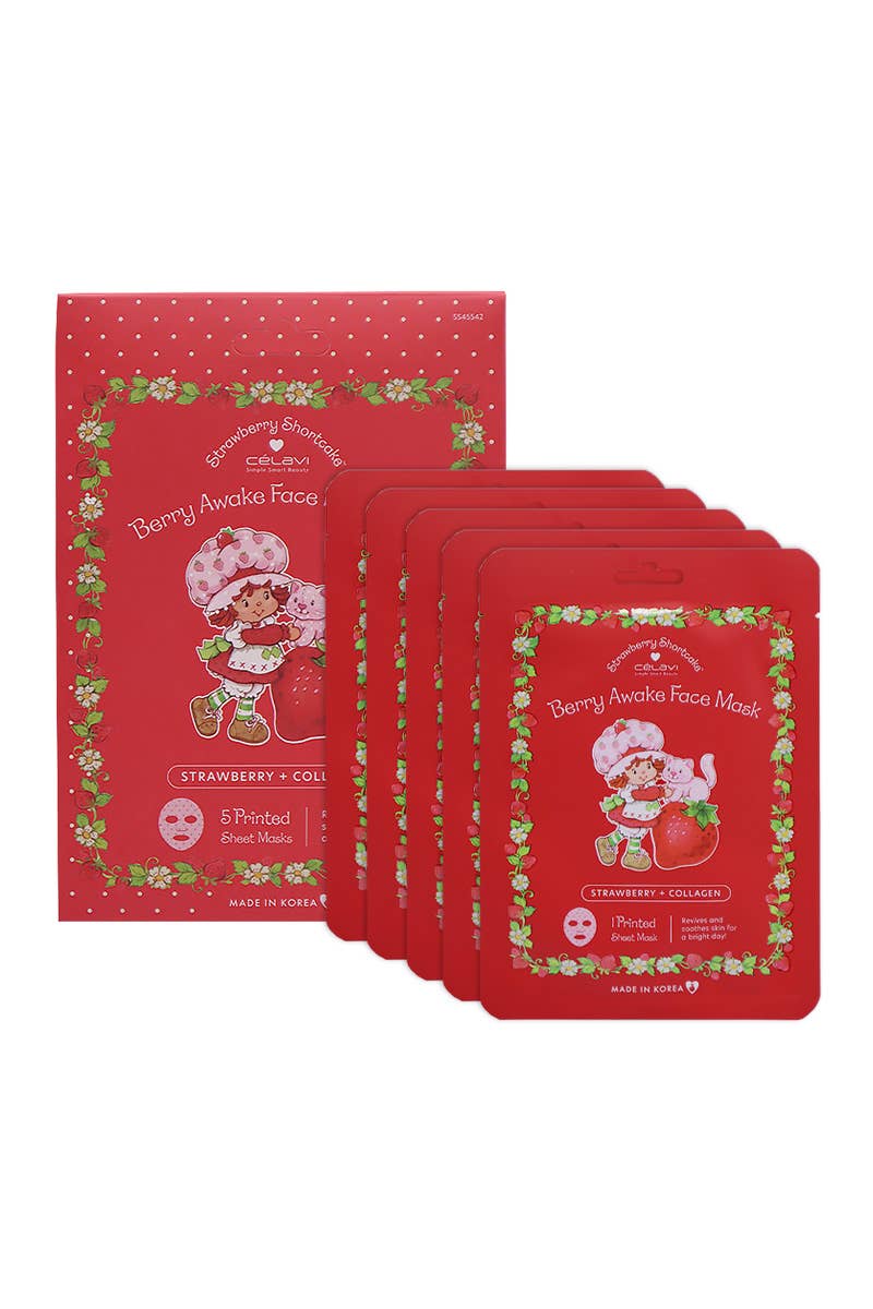 Celavi SS45542 Strawberry + Collagen 5 Sheet Mask Set - 1set