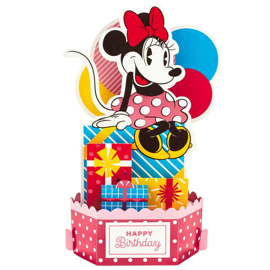 Birthday Card - 3D Pop Up Disney Minnie Mouse & Gifts Design