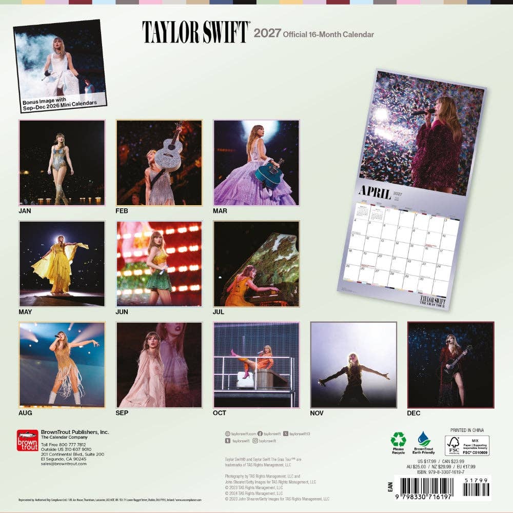 TAYLOR SWIFT 2027 SQUARE CALENDAR