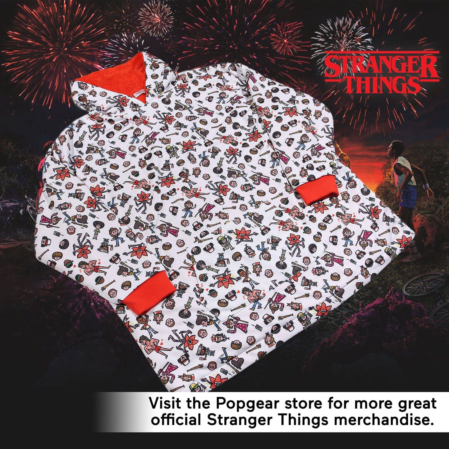 Stranger Things Cartoon Character AOP Adults Snuggle Hoodie