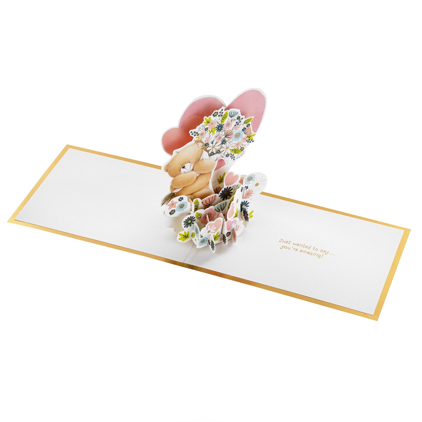 3D Pop-Up Greeting Card Forever Friends Heart & Flowers