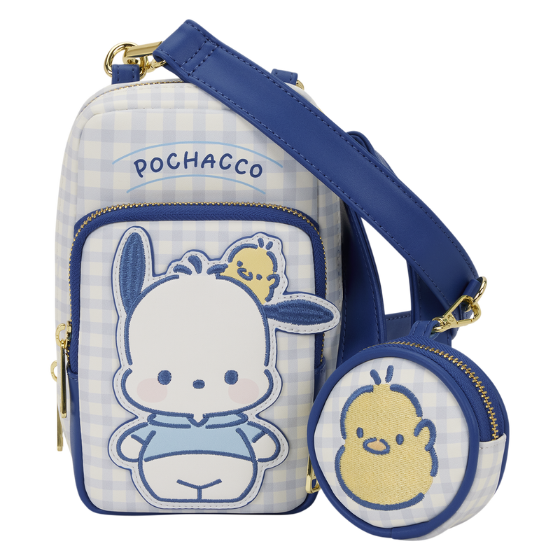 Loungefly Sanrio Pochacco Gingham Cell Phone Crossbody Bag with Coin Bag