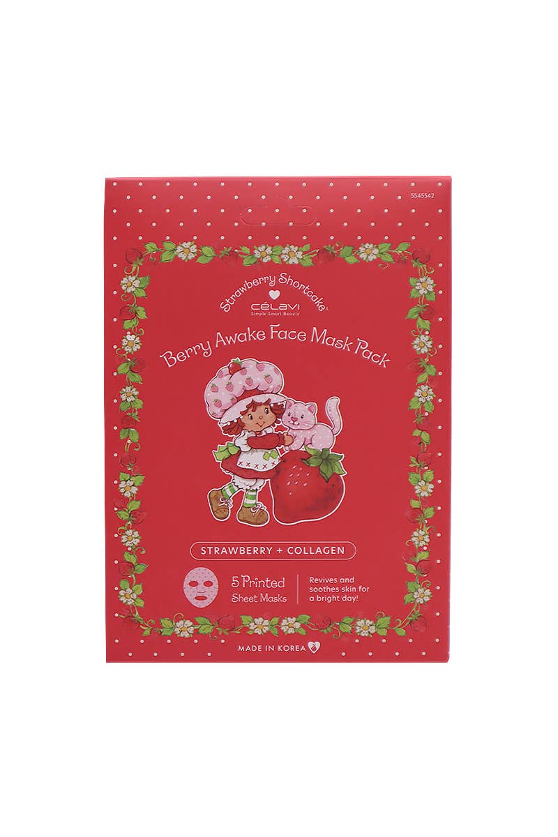 Celavi SS45542 Strawberry + Collagen 5 Sheet Mask Set - 1set