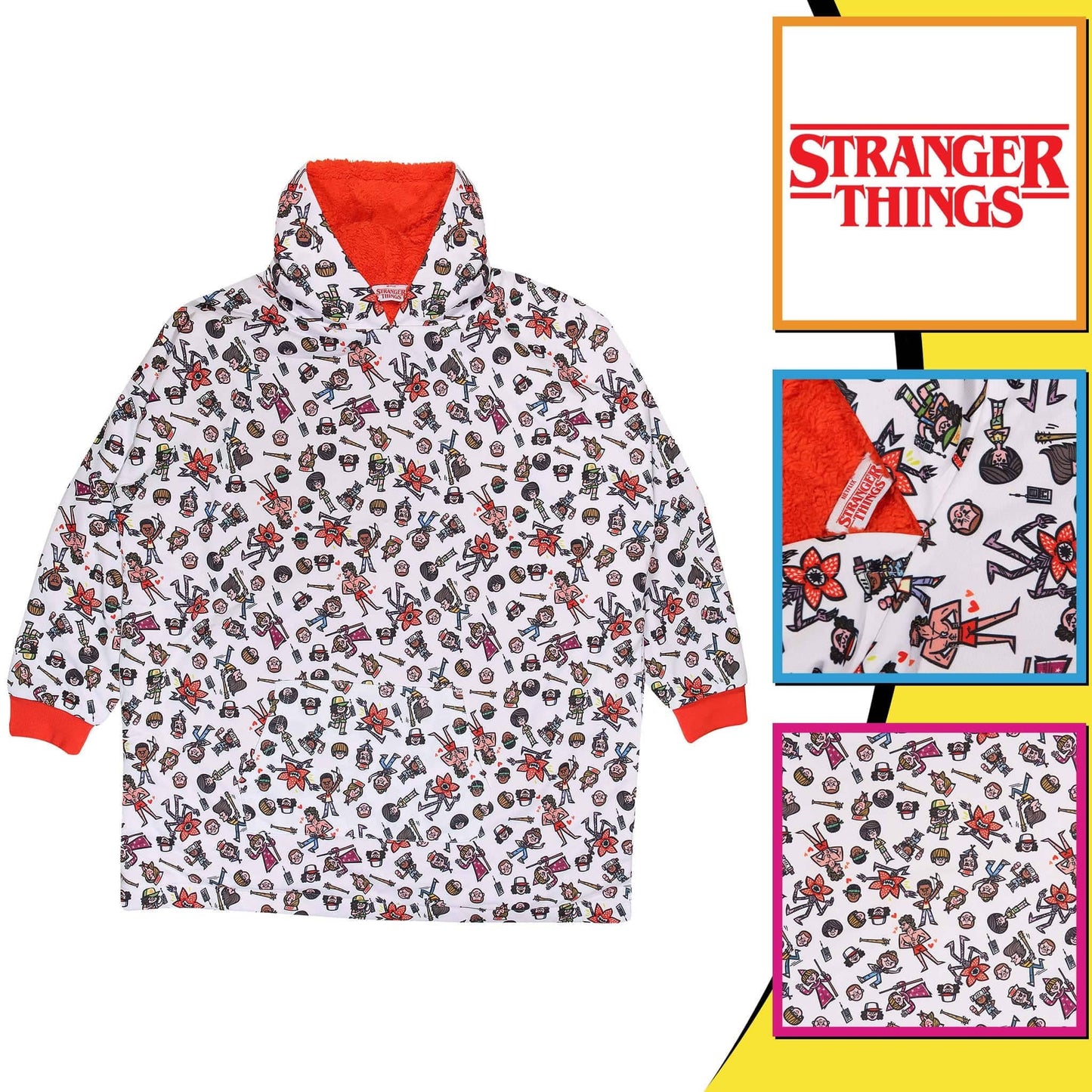 Stranger Things Cartoon Character AOP Adults Snuggle Hoodie
