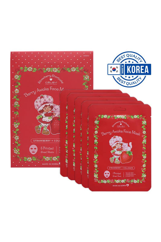 Celavi SS45542 Strawberry + Collagen 5 Sheet Mask Set - 1set