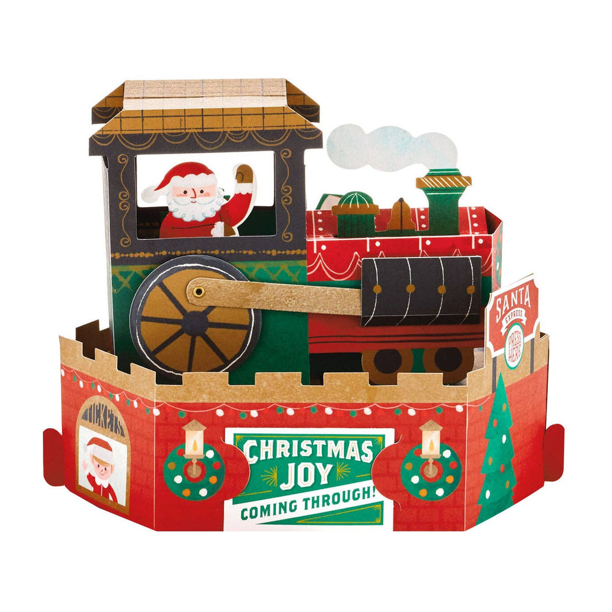 Musical Christmas Wonder Card 3D PopUp Motion Santa Train