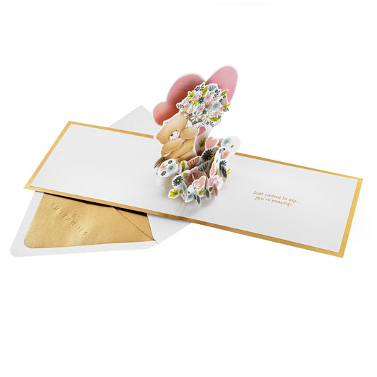 3D Pop-Up Greeting Card Forever Friends Heart & Flowers