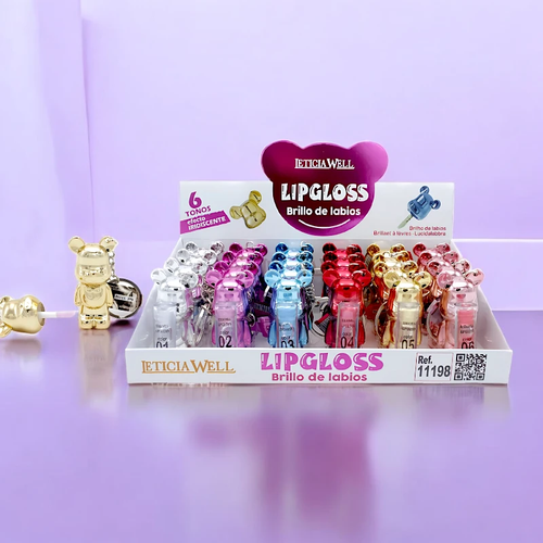 24 Lipgloss Keychain Metallic Bear – Leticia Well