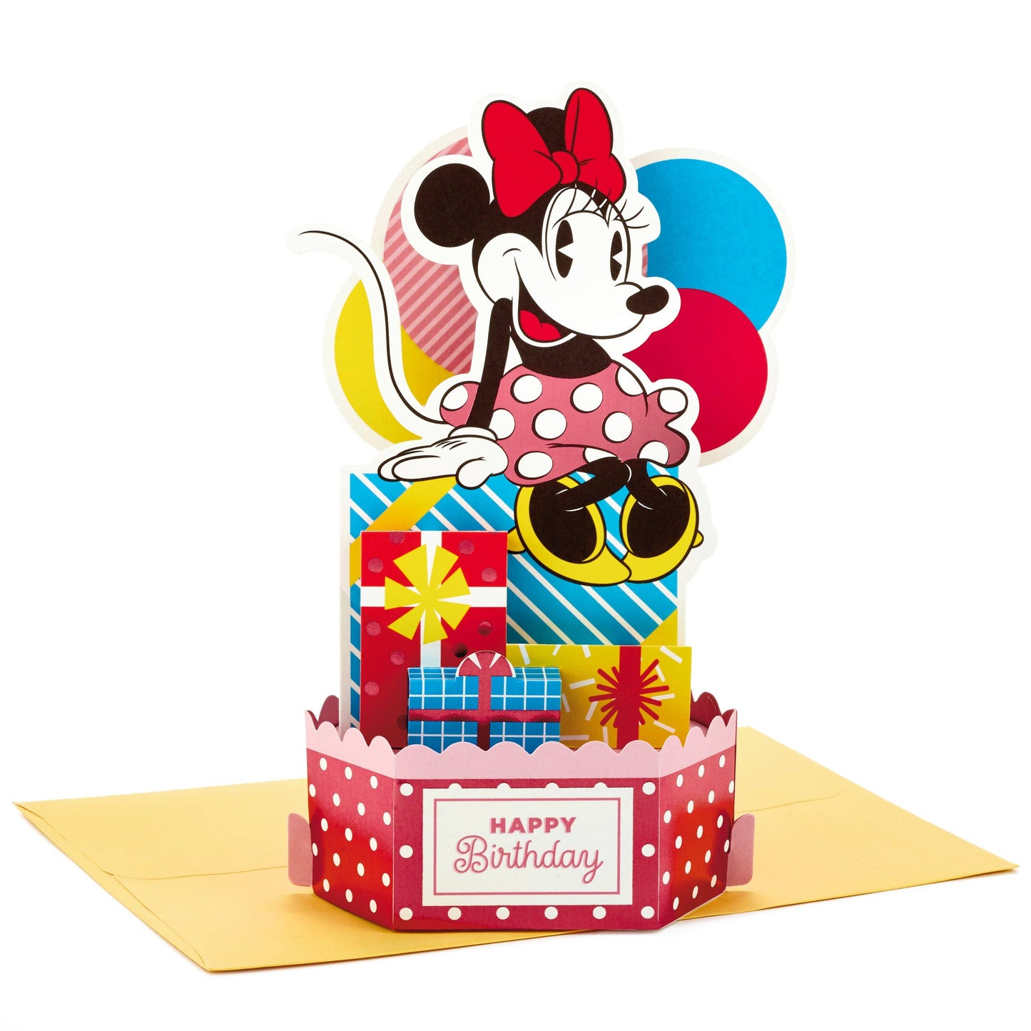 Birthday Card - 3D Pop Up Disney Minnie Mouse & Gifts Design