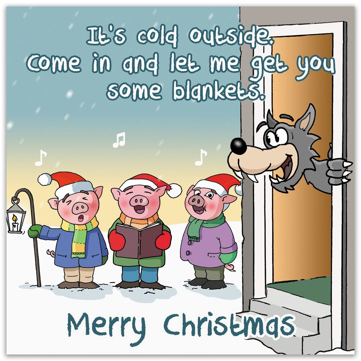 Carol Singing Piggies - Funny Christmas Card