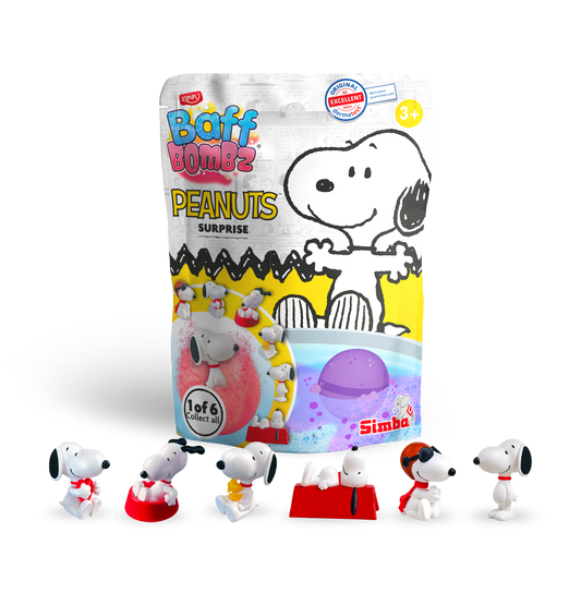 Zimpli Baff Bombz - Peanuts Surprise! with figure inside