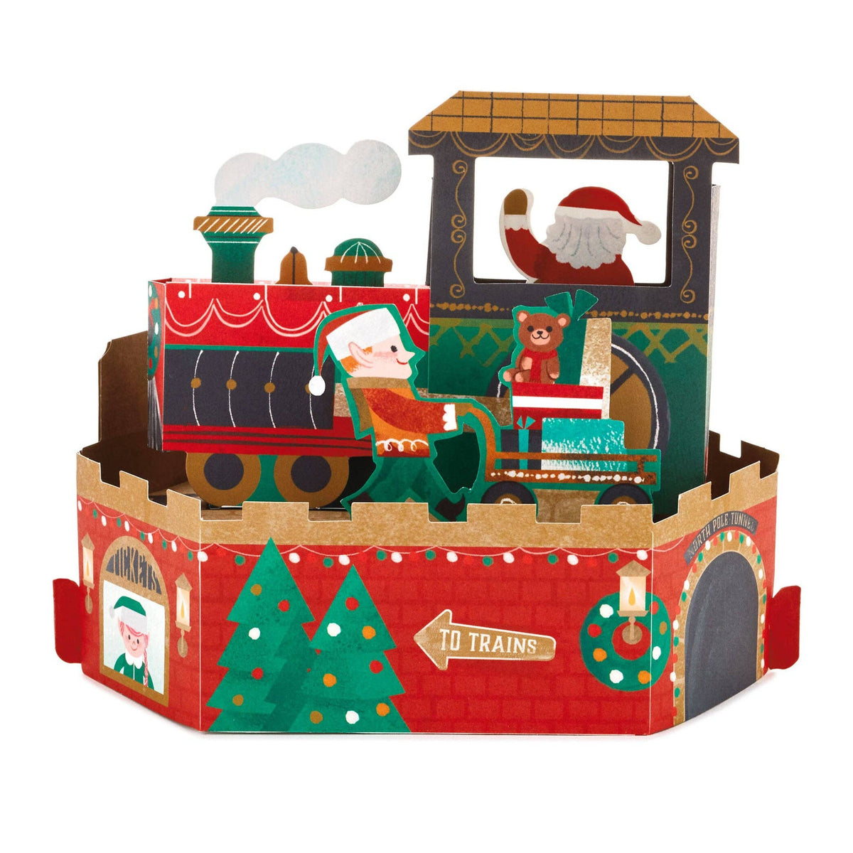 Musical Christmas Wonder Card 3D PopUp Motion Santa Train
