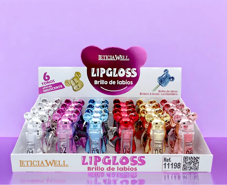 24 Lipgloss Keychain Metallic Bear – Leticia Well