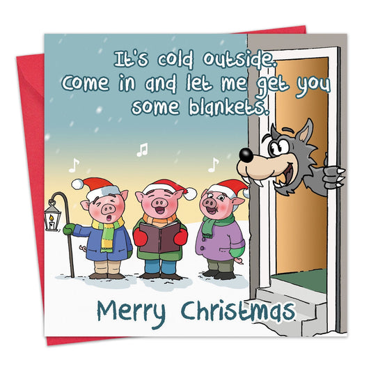 Carol Singing Piggies - Funny Christmas Card